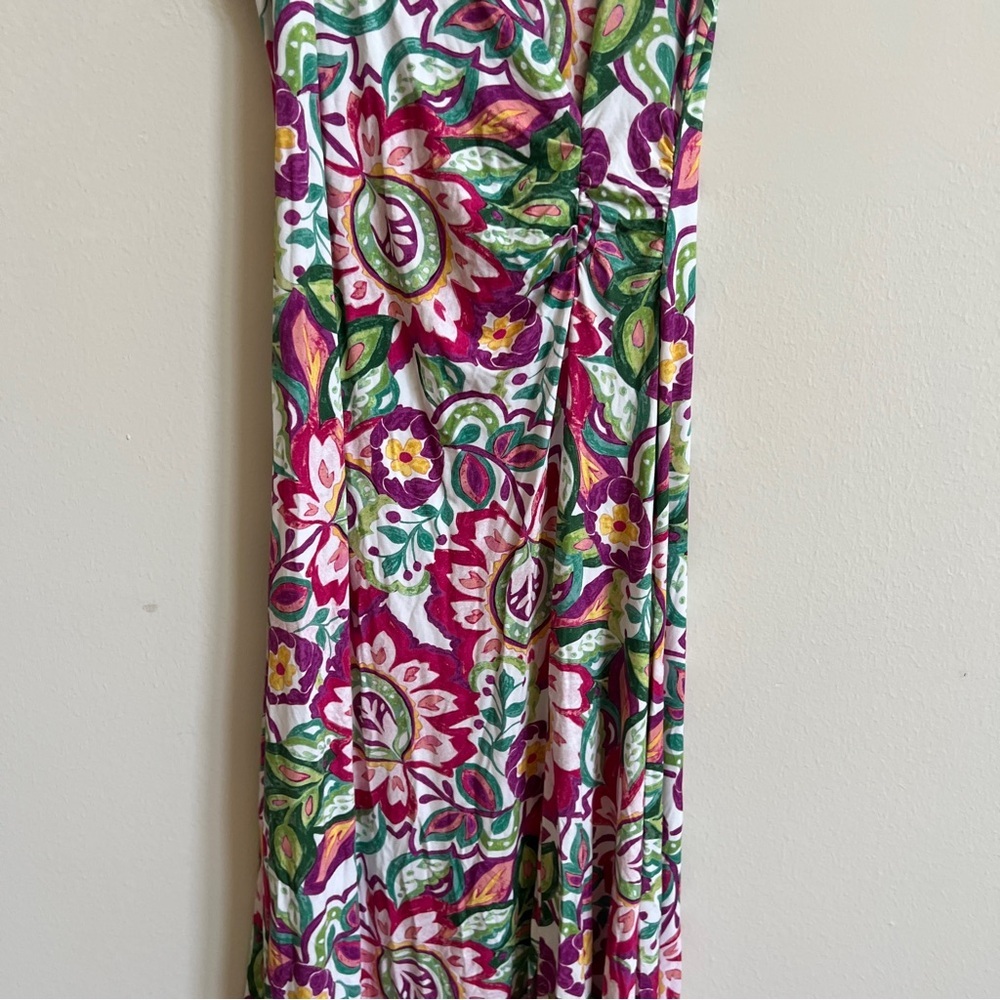 Soft Surroundings Malee Maxi Dress Floral Shirring Surplice Neckline Small - Picture 5 of 9
